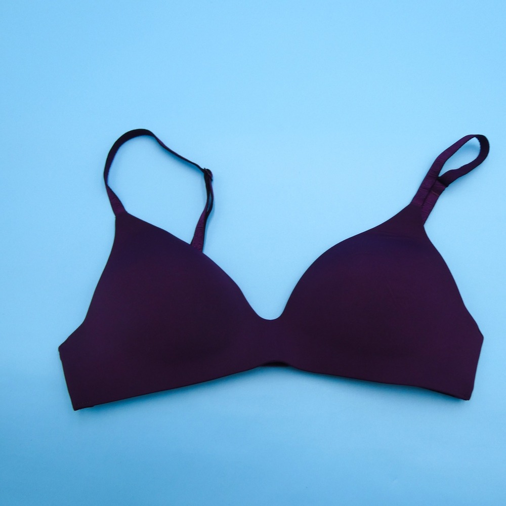 Victorias Secret T-Shirt Bra Womens 32B Wireless Lightly Lined Plum Purple Nylon
